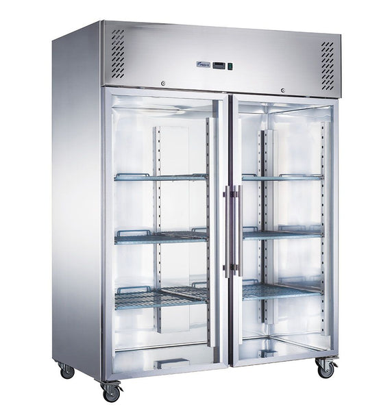 F.E.D XURC1410G2V I Stainless Steel Fridge I Double Door Fridge I Glass Door Fridge I Upright Fridges