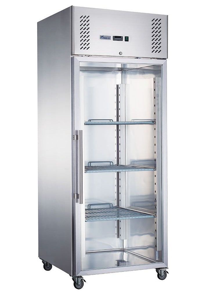 F.E.D XURF600G1V | Stainless Steel Freezer | Glass Door Freezer | Upright Freezer