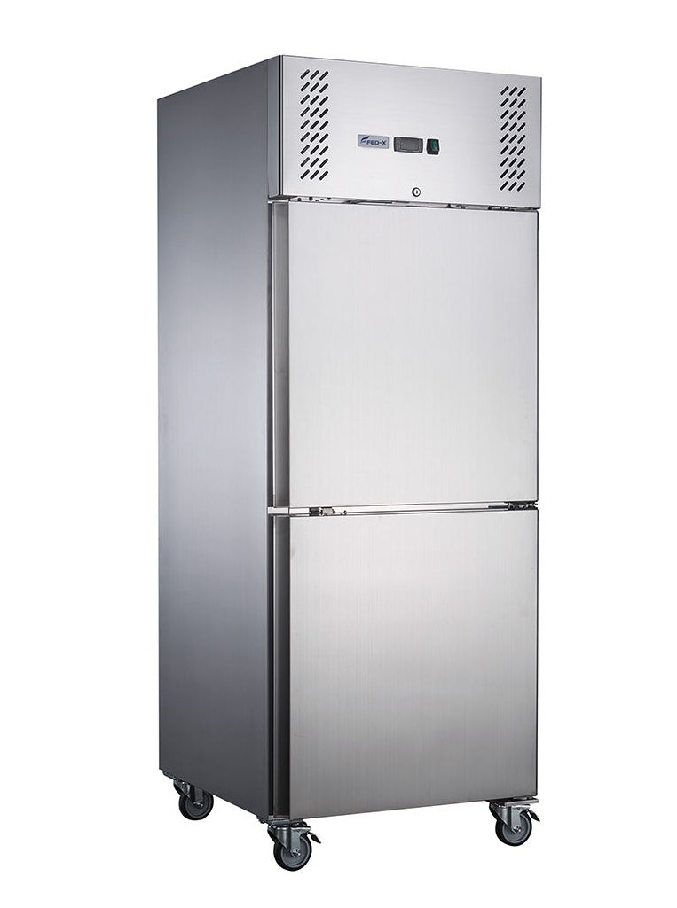 F.E.D XURF650S1V | Stainless Steel Freezer | Double Door Freezer | Upright Freezer