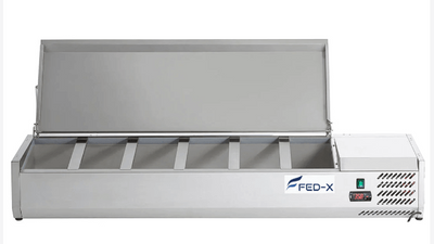 F.E.D XVRX1500/380S I Salad Bench I with Stainless Steel Lid 6 x 1/3GN