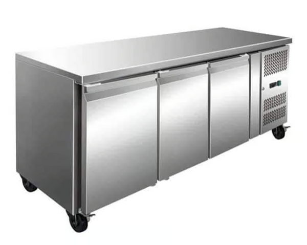 FED PA3100TNC | 3 Solid Doors | Refrigerated | Passthrough Ventilated | PA Central Counter | Workbench Fridge | 580L