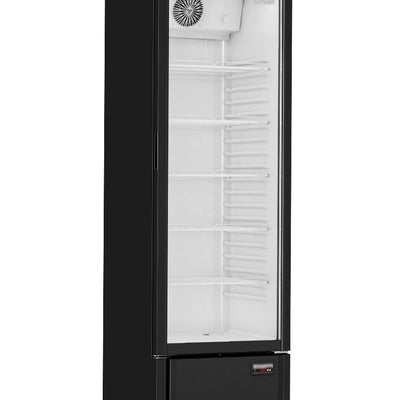 FED SDC-258B | Thermaster Upright Glass Door | Upright Dink Fridge | 258L 4 Shelf Black | Beverage Fridge