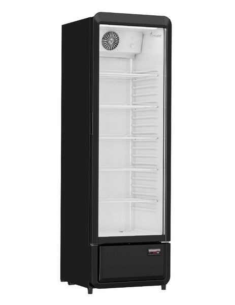 FED SDC-258B | Thermaster Upright Glass Door | Upright Dink Fridge | 258L 4 Shelf Black | Beverage Fridge