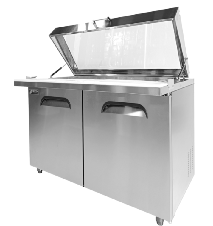 Fresh Refrigeration FMU-48GL | Glass Canopy Lift up | Glass Lid | Megatop Prep Table