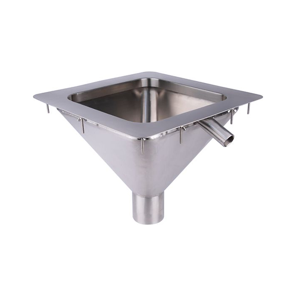 3monkeez FRSS-DI350-304 Inset Square to Conical Flushing Rim Sink, Bowl – 350mm Square x 300mmH, O/A 470mm Square, 25mm Dia, Flushing Rim with 25mm BSP Inlet - 304 Grade