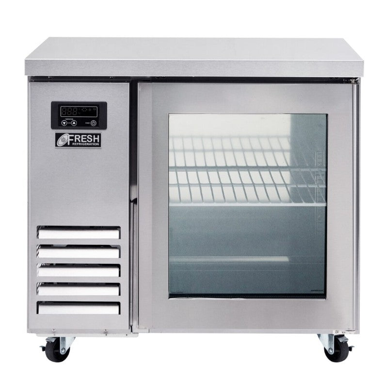 Fresh Refrigeration FT-900RG | Side Mount Under Counter | Glass Door | Underbench Fridge