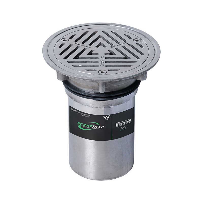 3monkeez FW-100VRBT-316 150mm Round Vinyl Floor Waste With Vinyl Clamp, Fixed Strainer And Removable Basket, Suits 100mm Pipe - 316 Grade