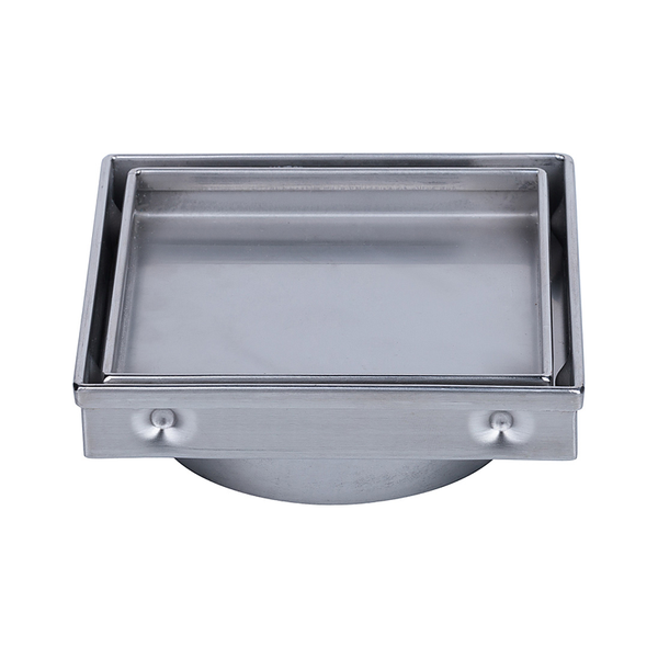 3monkeez FW-130STI Stainless Steel Tile Insert Point Drain 130mmL x 130mmW x 22.6mmH, Centre Outlet, 1.5mm 304 Grade Stainless Steel - 100mm O/L