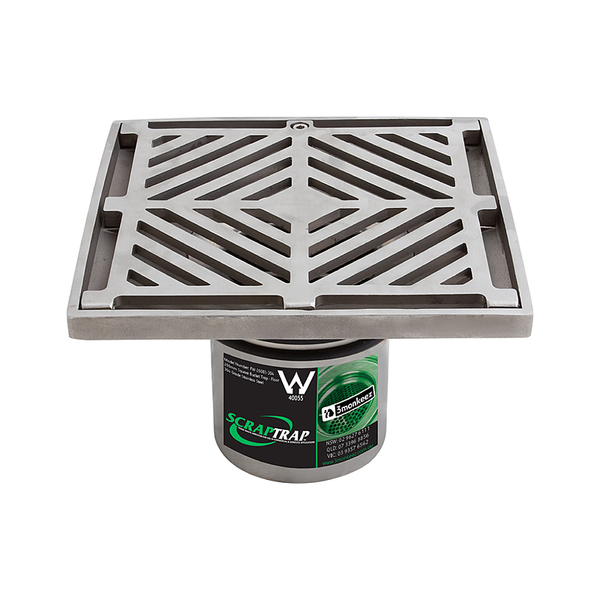 3monkeez FW-200BS-304 Floor Waste With Fixed Strainer And Removable Basket, Suits 100mm Pipe, 304 SS