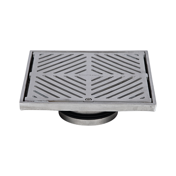 3monkeez FW-200S-316 200mm Square Floor Waste Only (No Strainers), Suits 100mm Pipe - Pipe. 316 Grade