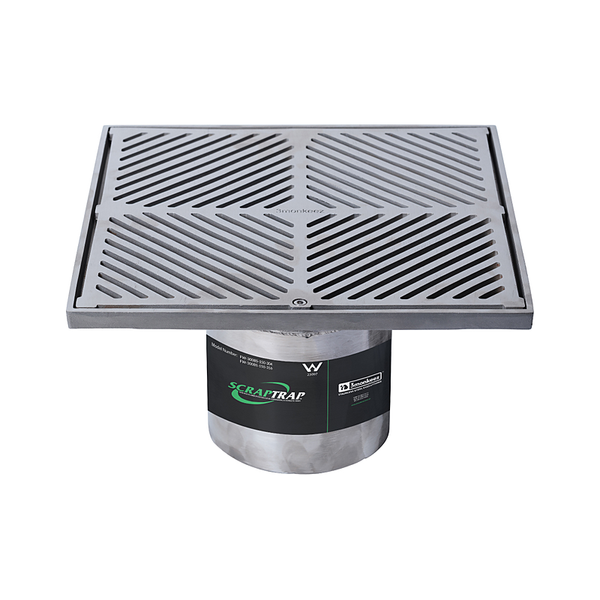 3monkeez FW-300BS-150-304 300mm Square Floor Waste With Fixed Strainer And Removable Basket, Suits 150mm Pipe - 304 Grade