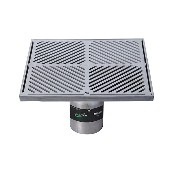 3monkeez FW-300BS-316 300mm Square Floor Waste With Fixed Strainer And Removable Basket, Suits 100mm Pipe - 316 Grade