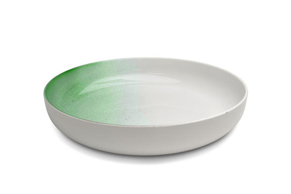 Figgjo FG-1711HHSKYRG | Klassik Tray | High Edge | White | w Skygge Spray in Retro Green | 35 Ꝋ x 6.4 H CM | 4.5L