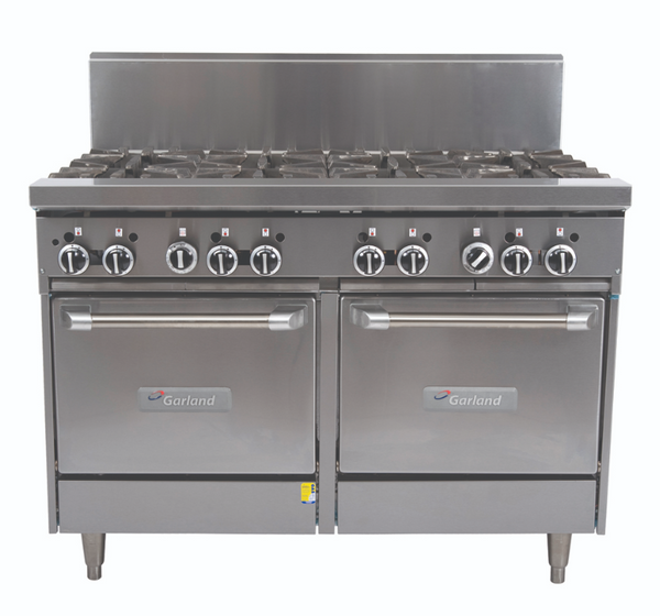 Restaurant Range, Garland, GF48-6G12LL, 6 Open Burner, 300mm Griddle Range, Commercial Stove and Oven, with 2 Ovens, Commercial Range
