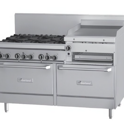 Garland GF60-6R24RR I 600mm Raised I Griddle I 6 Open Top Burners I Cooktop Range I Commercial Stove and Oven I with 2 Ovens I Commercial Range
