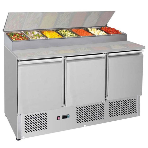 3 Door Fridge, F.E.D, GNS1300D, Salad Bar Fridge, Compact Salad, Prep Top, Salad Fridge, 444 L