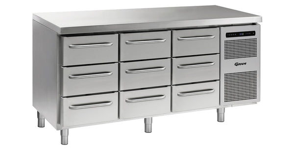 Skanos GR861800657 Gram G+ Gastro C3 GFT D3D3D3 L2 Refrigerator | 9 Drawers | 1/1 GN | Stainless Steel | 506L | Undercounter Refrigerator