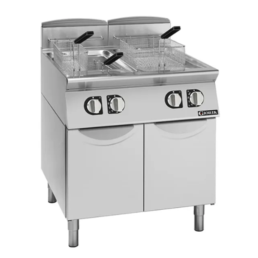 Giorik FE9221T | 900 Series | 800mm Wide | On Enclosed Base | Electric Double Pan 21L + 21L | Fryer | Electric Fryer