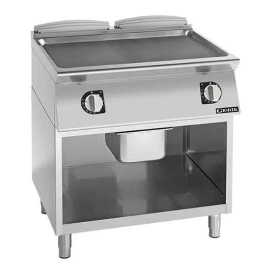 Giorik FLE741GFT | 700 Series | 800mm Wide | Smooth Mild Steel Plate | On Open Base | Electric Frytop