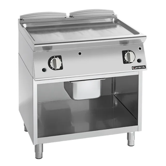 Giorik FLG941GCRXT| 900 Series | 800mm Wide | On Open Base | Smooth Satin Chrome Plate | Gas Frytop