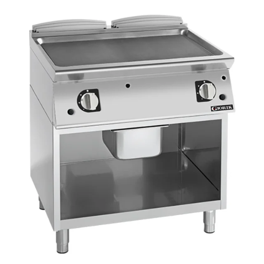 Giorik FLG941GFT | 900 Series | 800mm Wide | On Open Base | Smooth Mild Steel | Gas Frytop