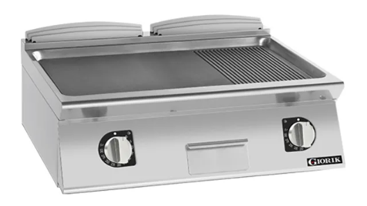 Giorik FME741TFT | 700 Series | 800mm Wide | 1/3 Ribbed 2/3 Smooth Mild Steel Plate | Countertop | Electric Frytop