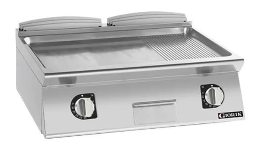 Giorik FME941TCRXT| 900 Series | 800mm Wide | Countertop | 1/3 Ribbed 2/3 | Smooth/Ribbed Satin Chrome Plate | Electric Frytop