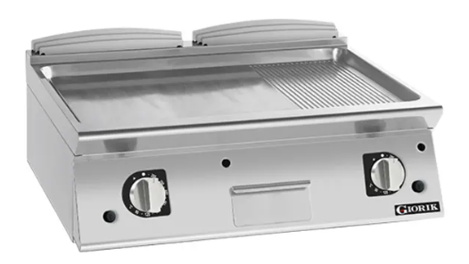 Giorik FMG741TCRXT | 700 Series | 800mm Wide | 1/3 Ribbed 2/3 Smooth Satin Chrome | Gas Frytop