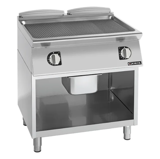 Giorik FRE741GFT | 700 Series | 800mm Wide | Ribbed Mild Steel | On Open Base | Electric Frytop