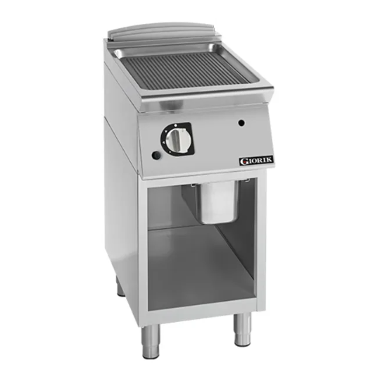 Giorik FRG72GFT | 700 Series | 400mm Wide | Ribbed Mild Steel | On Open Base | Gas Frytop