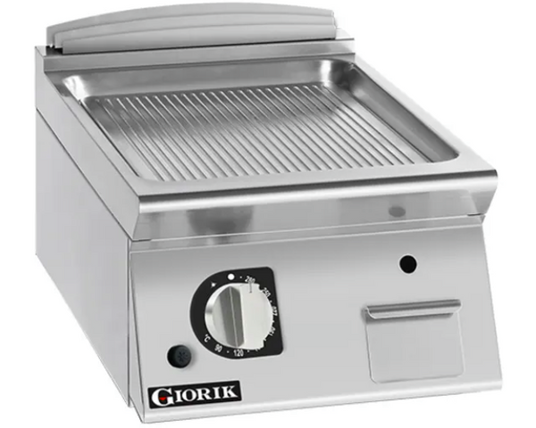 Giorik FRG72TCRXT | 700 Series | 400mm Wide | Ribbed | Ribbed Satin Chrome | Gas Frytop