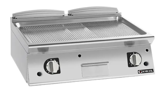 Giorik FRG741TCRXT | 700 Series | 800mm Wide | Ribbed | Ribbed Satin Chrome | Gas Frytop
