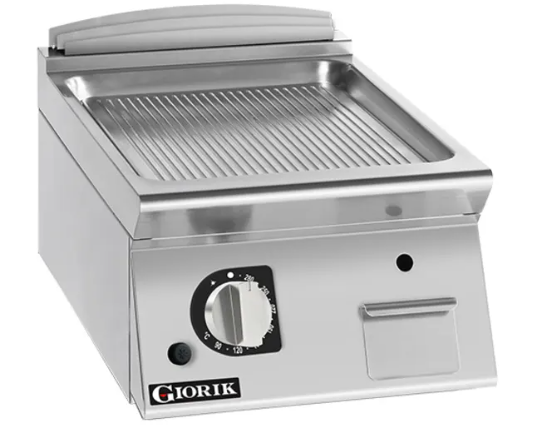 Giorik FRG92TCRXT| 900 Series | 400mm Wide | Countertop | Ribbed Satin Chrome Plate | Gas Frytop