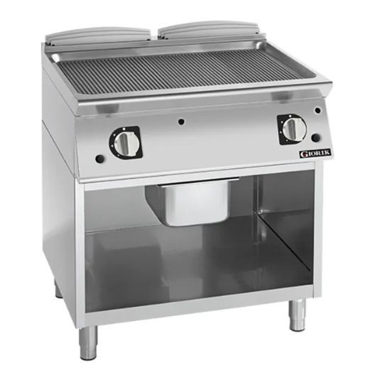Giorik FRG941GFT| 900 Series | 800mm Wide | On Open Base | Ribbed Mild Steel Plate | Gas Frytop