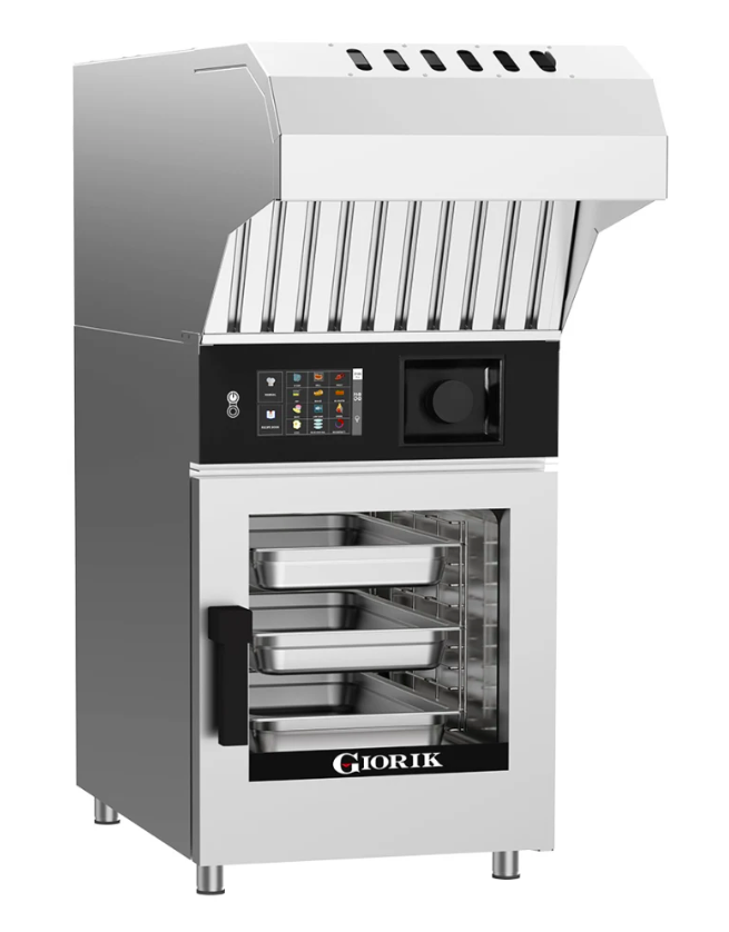 Giorik KB061WT.L.RO.H | Kore 6 x 1/1 GN | Electric Boiler | with Recirculating Ventless Hood | with Reverse Osmosis | and Left Hand Hinge Door | Combi Oven