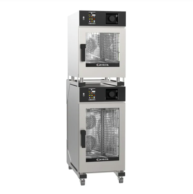 Giorik KMEST.11.0610.L.RO.H | Mini Touch | 6 on 10 x 1/1 GN | Electric Combi Oven | with Recirculating Ventless Hood |with Reverse Osmosis | Left Hand Hinge Door | Stacked Combi Oven
