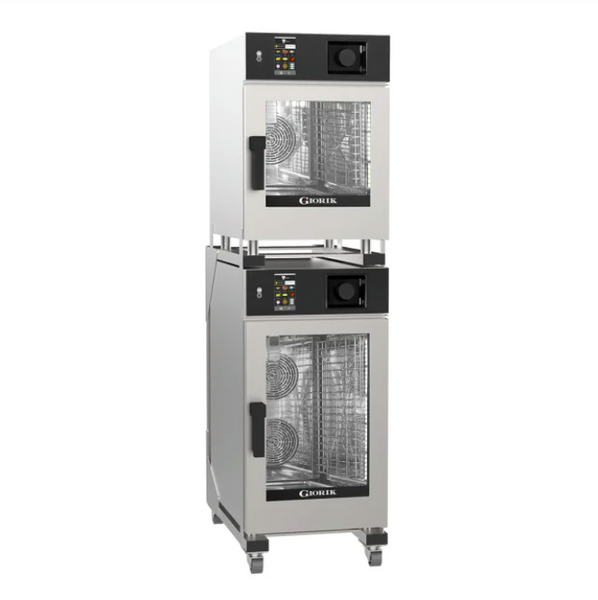 Giorik KMEST.11.0610.L.RO.H | Mini Touch | 6 on 10 x 1/1 GN | Electric Combi Oven | with Recirculating Ventless Hood |with Reverse Osmosis | Left Hand Hinge Door | Stacked Combi Oven

