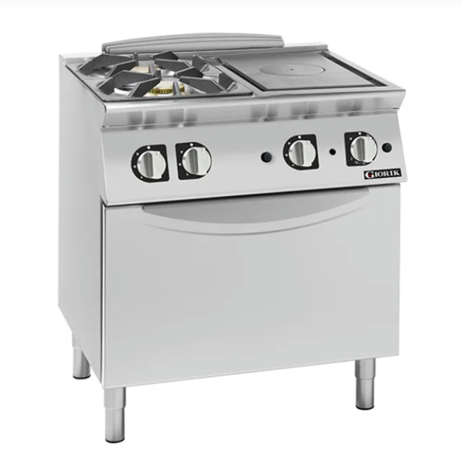 Giorik TG74FTLT | 700 Series | 800mm Wide | Combination Solid Top | and 2 Gas Burner | on Standard Gas Oven