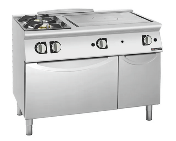 Giorik TG76FTLT | 700 Series |1200mm Wide | Combination Solid Top | and 2 Gas Burner | On Open Base Ranges