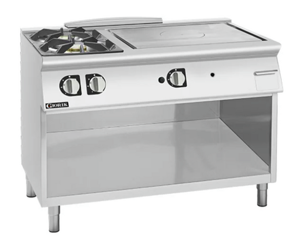 Giorik TG76GTLT | 700 Series |1200mm Wide | Combination Solid Top and Gas Burner | On Open Base Ranges
