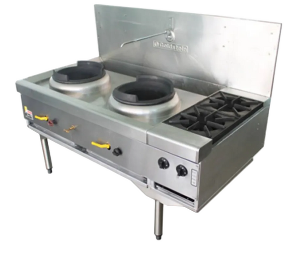 Goldstein CWA2B2D/B | 2 Open Burners | Asian Cooking Range | Duck Bill | 2 Woks  Gas