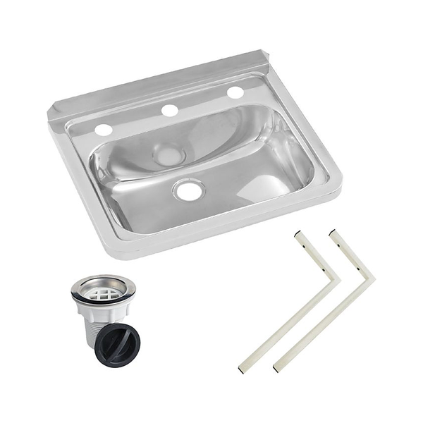 3monkeez HB-KIT-3 Hand Basin, Brackets and Plug and Waste, 304 Grade Stainless Steel - 3 Tap Hole