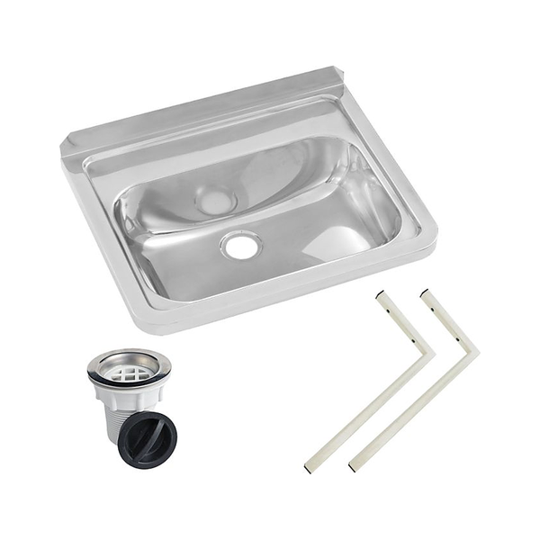 3monkeez HB-KIT Hand Basin, Brackets and Plug and Waste, 304 Grade Stainless Steel - No Tap Holes