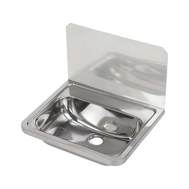 3monkeez HB300SB-B Hand Basin with 300mmH Splashback and Brackets, 40mm Outlet, 304 Grade Stainless Steel - No Tap Holes