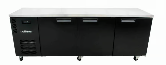 Williams Refrigeration HB3RSB Boronia Remote - 3 Solid Door Black Fridge