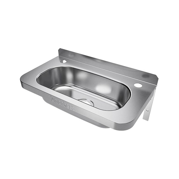 3monkeez HBC-2TH-B Compact Wall Basin and Brackets, 40mm Outlet, 304 Grade Stainless Steel - 2 Tap Hole