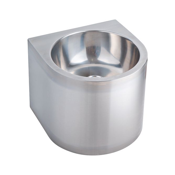 3monkeez HBRS Round Wall Basin with Integrated Bracket and 300mm Shroud, 40mm Outlet, 304 Grade Stainless Steel