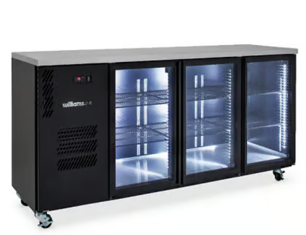 Williams Refrigeration HC3UGBHC I Cameo I General Counter I Black I Glass Door I 3 Door I Refrigerator I Back Bar Fridge