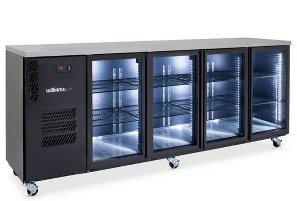 Williams Refrigeration HC4UGBHC I Cameo I General Counter I Black I Glass Door I 4 Door I Refrigerator I Back Bar Fridge