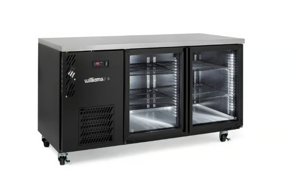 Williams Refrigeration HCM2UGBHC Cameo Mini | Black | 2 Glass Door | Back Bar Fridge | Self-Contained | Refrigerator